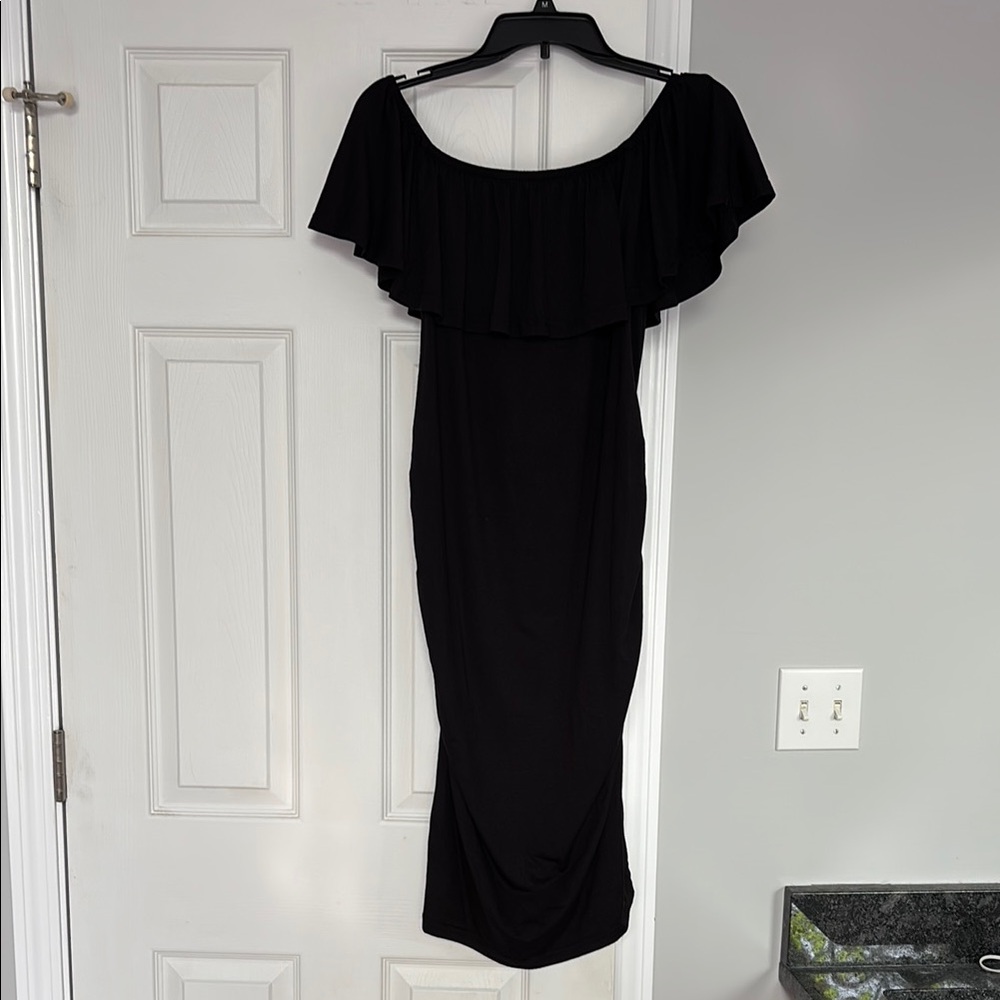 Maternity Black Off-Shoulder Dress